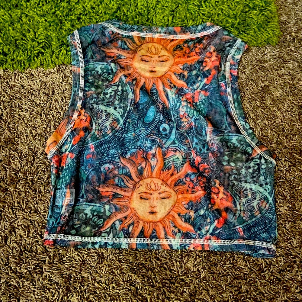 Cut Sun Print sheer top